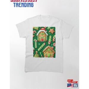 Watercolor Christmas Pattern In Green Background Papa Tshirt Classic